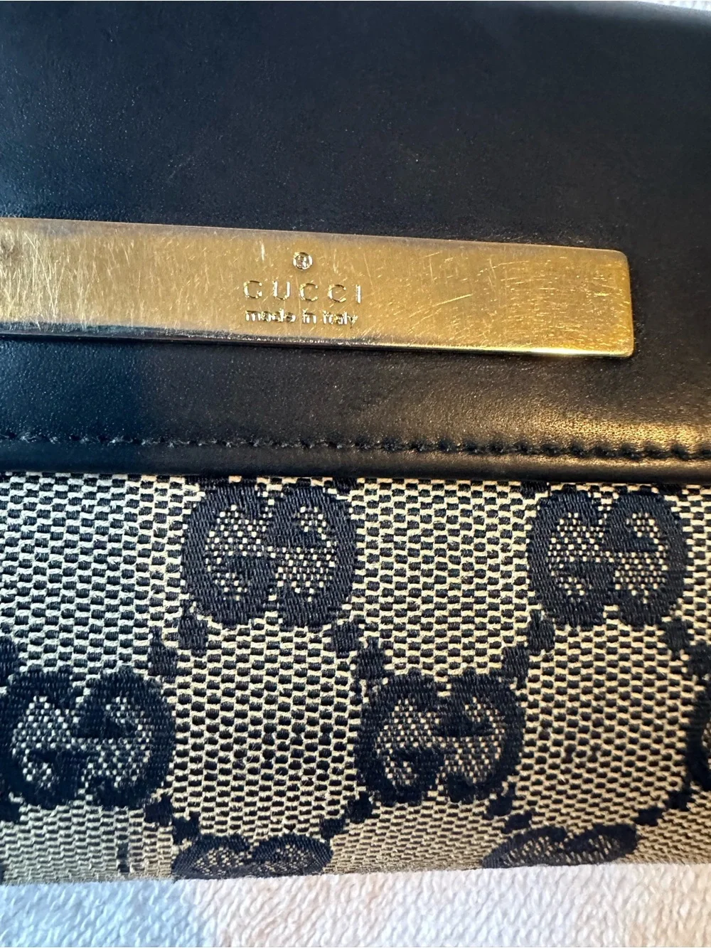 🖤Gucci GG Canvas Continental Wallet Black Leather Trim Long Wallet🖤